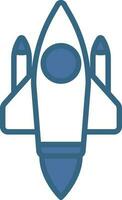 Rocket Icon In Blue And White Color. vector