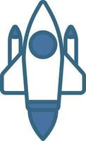 Rocket Icon In Blue And White Color. vector