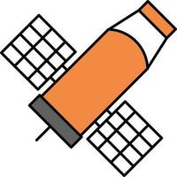 Flat Style Satellite Icon In Orange And White Color. vector