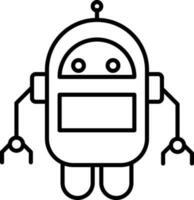 Robot Icon In Black Outline. vector