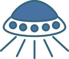 Flat Style UFO Icon In Blue And White Color. vector
