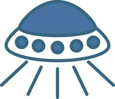 Flat Style UFO Icon In Blue And White Color. vector