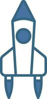 Flat Style Rocket Icon In Blue And White Color. vector