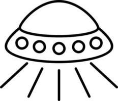 Flat Style UFO Icon In Black Line Art. vector