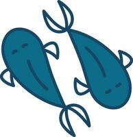 Illustration Of Fishes Icon In Blue Color. vector