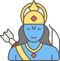 Lord Rama Character Colorful Icon In Flat Style. vector