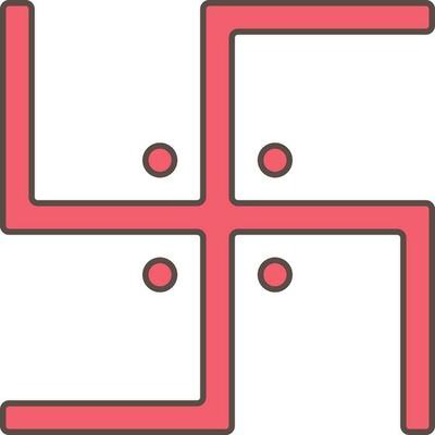 Red Swastika Symbol Or Icon On White Background.