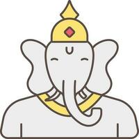 Lord Ganesha Character Icon In Gray And Yellow Color. vector