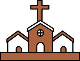 Isolated Church Icon Or Symbol In Brown And White Color. vector