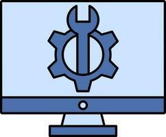 Computer Repair Icon In Blue Color. vector