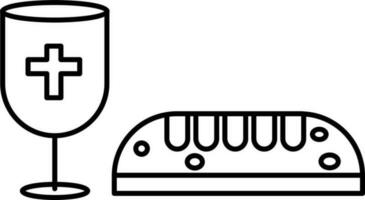 Thin Line Illustration Of Goblet And Bread Icon. vector