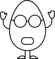 Cartoon Shocked Egg Wear Goggles Icon In Thin Line Art. vector