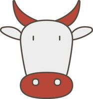 Cow Or OX Face Icon In Brown And White Color. vector