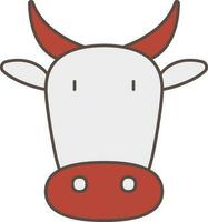 Cow Or OX Face Icon In Brown And White Color. vector