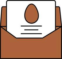 Brown And White Easter Greeting Card In Envelope Icon. vector