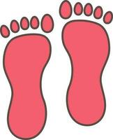 Red Footprint Icon In Flat Style. vector