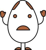 Isolated Cartoon Sad Egg Icon In Brown And White Color. vector