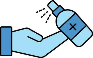 Blue Hand Sanitizing From Spray Icon In Flat Style. vector