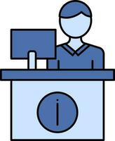 Information Or Reception Counter Icon In Blue Color. vector