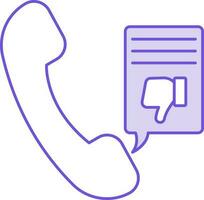 Dislike Call Icon In Purple And White Color. vector