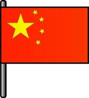 China bandera icono en plano estilo. vector