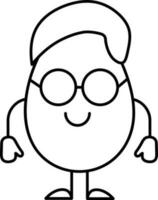 Cartoon Egg Wearing Sunglasses Icon In Linear Style. vector