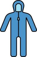 Flat Style PPE Suit Icon In Blue Color. vector