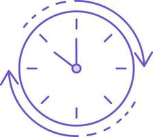 Clock Icon In Purple And White Color. vector