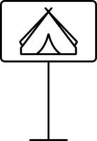 Camping Signboard Icon In Line Art. vector