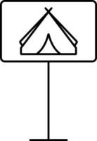 Camping Signboard Icon In Line Art. vector