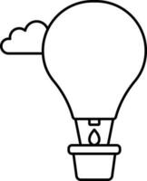 Hot Air Balloon Icon In Black Line Art. vector