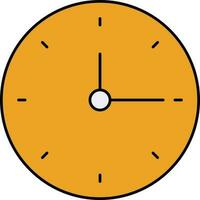 Isolated Clock Icon In Yellow And White Color. vector