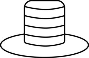 Round Hat Icon In Black Outline. vector
