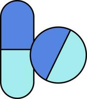 Pill Or Capsule Icon In Blue Color. vector