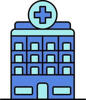 Hospital Building Icon In Blue Color. vector