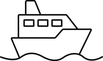 Cruise Icon In Black Line Art. vector