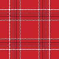 Plaid seamless pattern in red. Check fabric texture. Vector textile print.