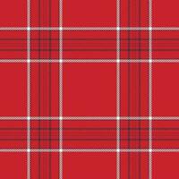 Plaid seamless pattern in red. Check fabric texture. Vector textile print.