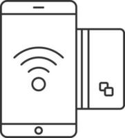 NFC Mobile Payment Icon In Black Line Art. vector