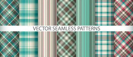 Set pattern check textile. Fabric vector background. Texture tartan seamless plaid.