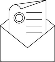 Financial Paper In Envelope Icon In Black Line Art. vector