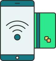 NFC Mobile Payment Icon In Blue And Green Color. vector