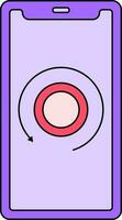 Purple And Red Color Money Reload In Smartphone Icon. vector