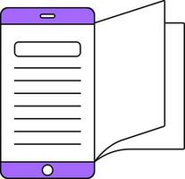 Purple And White Color Online Statement In Smartphone Icon. vector