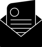 Envelope With Paper Icon In Black And White Color. vector