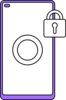 Purple And White Color Money Lock In Smartphone Icon. vector