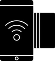 NFC Mobile Payment Icon In Black And White Color. vector
