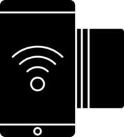 NFC Mobile Payment Icon In Black And White Color. vector