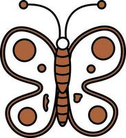 Isolated Butterfly Icon In Brown And White Color. vector