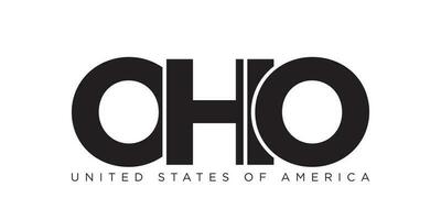 Ohio, Estados Unidos tipografía eslogan diseño. America logo con gráfico ciudad letras para impresión y web. vector